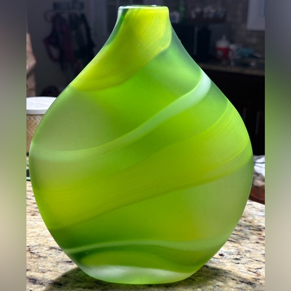 Crate & Barrel Green Swirl Lima Vase - Picture 1 of 6